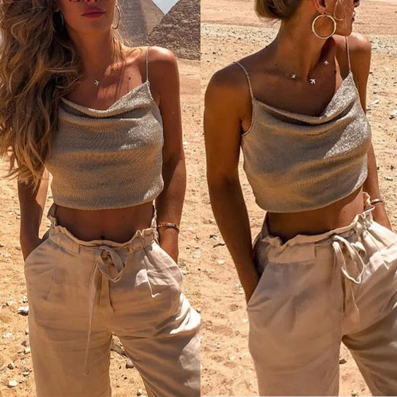 

Women Ladies Sexy Casual Spaghetti Strap Camis Tank Vest Tops Solid Short Length Loose Slim Fit Camis 2020 New