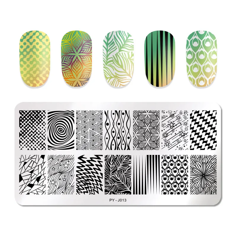 

PICT YOU Rectangle Nail Stamping Plates Stainless Steel 12cm * 6cm Geometric Nail Image Stamp Accessories Stamp Tools J013
