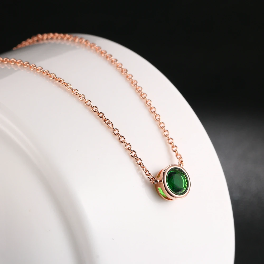 Classic Rose Gold Color Chain Necklaces For Women & Girls Beautiful Round Austrian Crystal Necklace DWN388 - Image 3