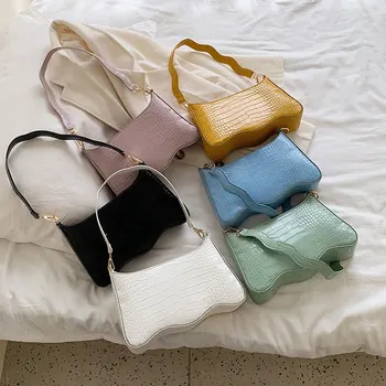 

Summer Stone Pattern Handbag And Purse Bags For Women 2020 Retro Small Shoulder Bag Solid Color Leather Simple Ladies Totes Bag