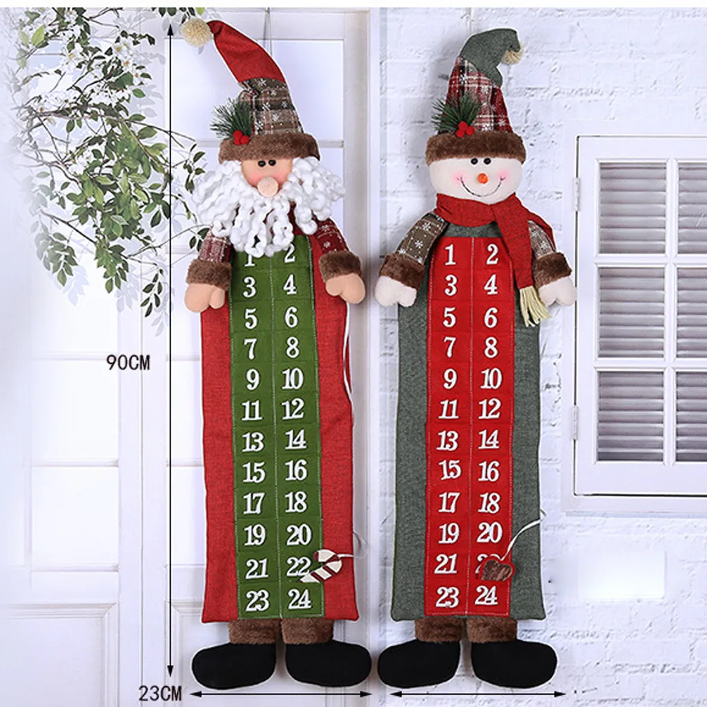 Рождественский Адвент-календарь Санта Клаус Снеговик висящий Рождественский календарь дверь настенное окно Рождественский Декор подарок Прямая поставка/c