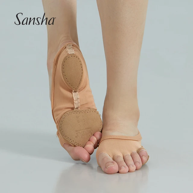 Sansha-Protège-pieds en cuir pour danse de ballet, coussin élastique en  maille, semelle fendue, tongs