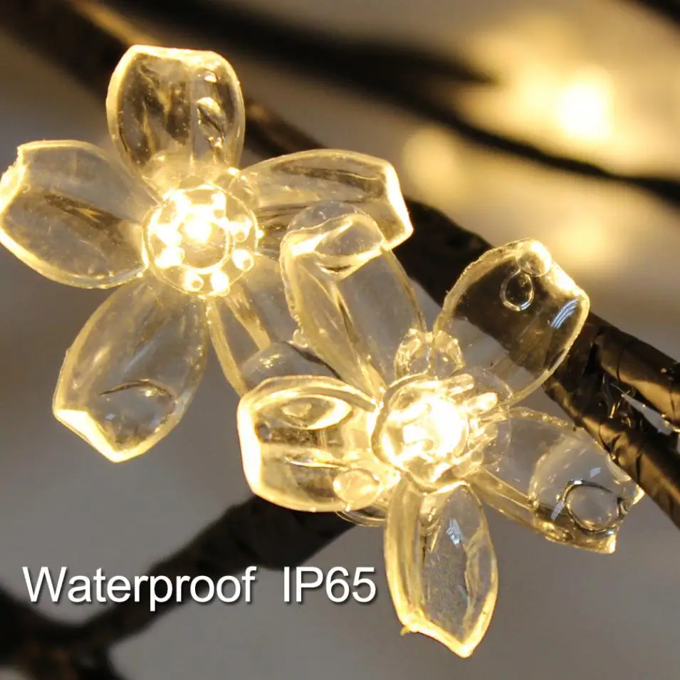 Luzes para Jardim ao ar Festa de Casamento Luzes da Árvore de Natal à Prova Dwaterproof Água Solar Cherry Tree Livre Pátio Decoração Lâmpada 1.5 m 104 Led 15 Cheap Lâmpadas solares