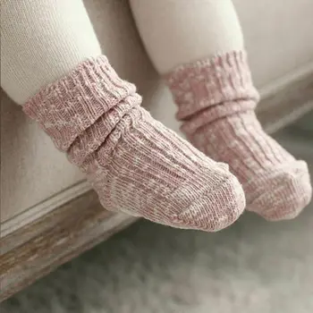 

Pudcoco Toddler Infant Baby Knitted Socks Cute Girl Boy Cotton Solid Candy Color Anti Slip Warm Soft Socks 0-4T