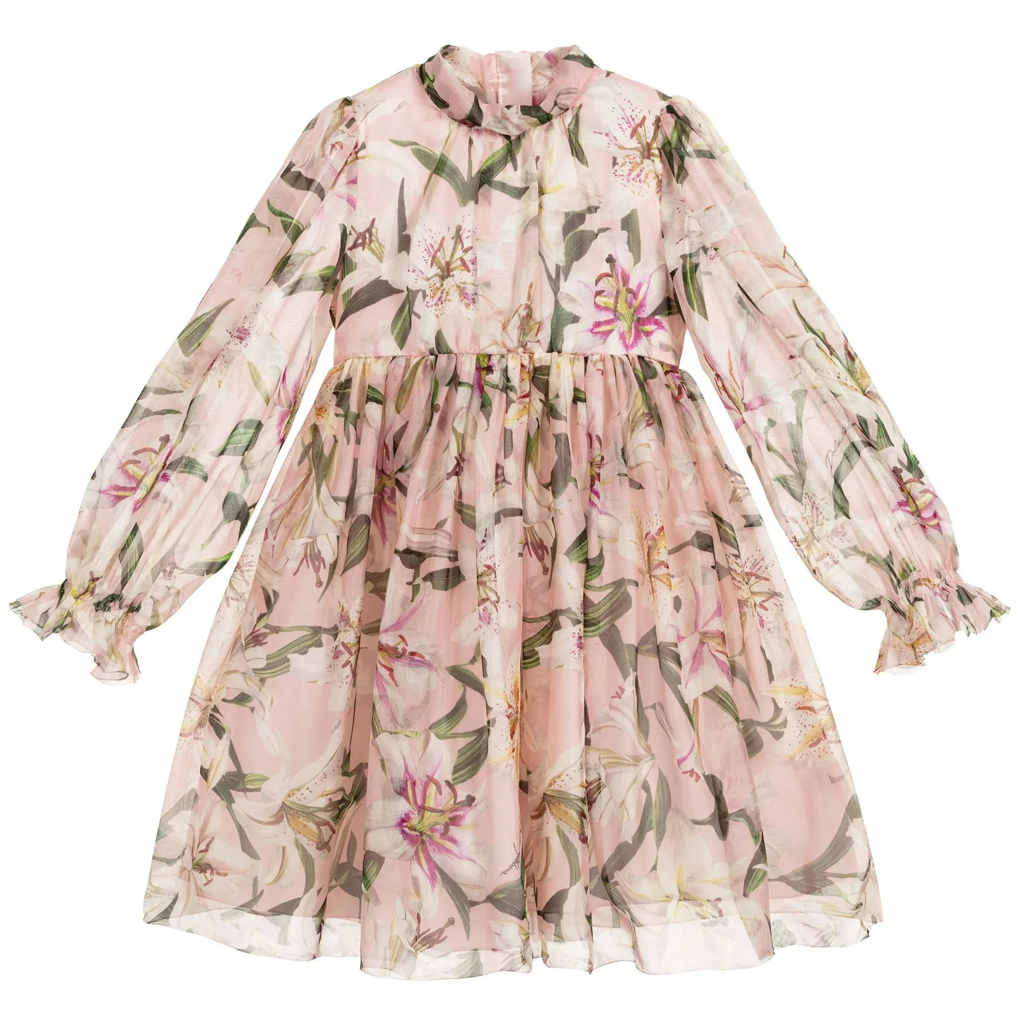 Платья с длинными рукавами и цветочным принтом для маленьких девочек