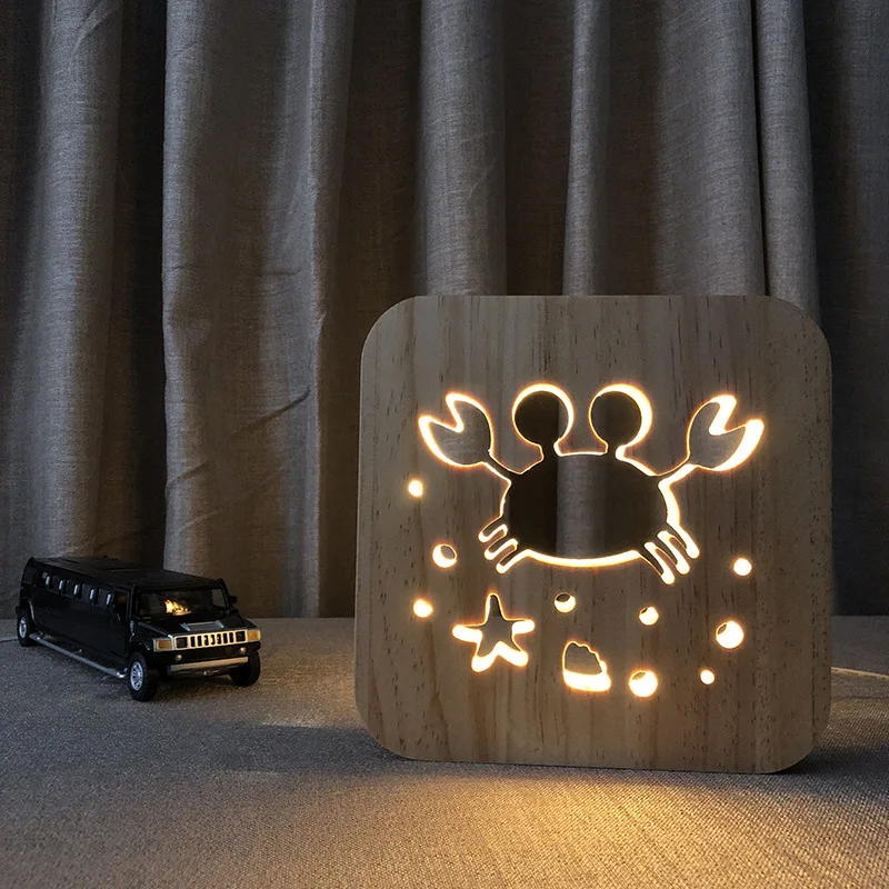 

FS-T1857 Cross Border Little Crab Creative Product Strange New USB Night Light LED 3D Lamp