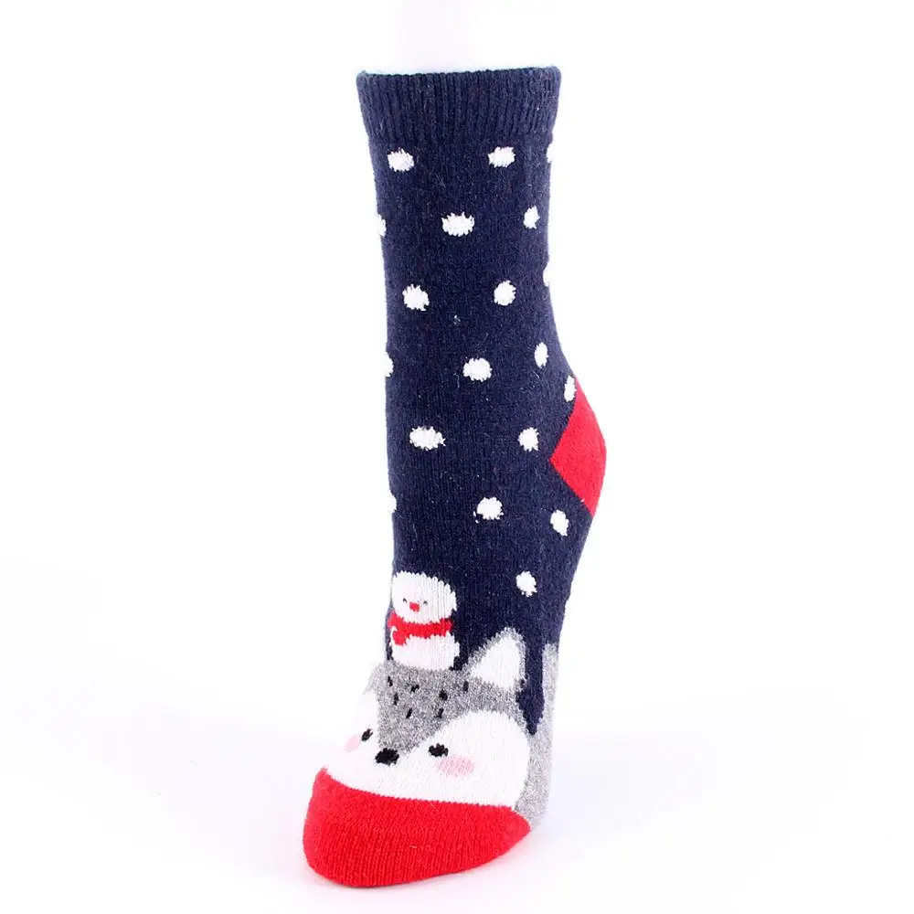 Зимние теплые носки для женщин, простые милые мягкие дышащие жаккардовые Шерстяные Носки с рисунком кота для женщин
