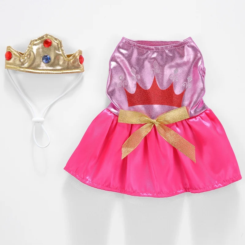 Костюм для косплея на Хэллоуин; Забавное платье принцессы из мультфильма и шляпа; Комплект для маленьких и средних собак - Цвет: Розовый