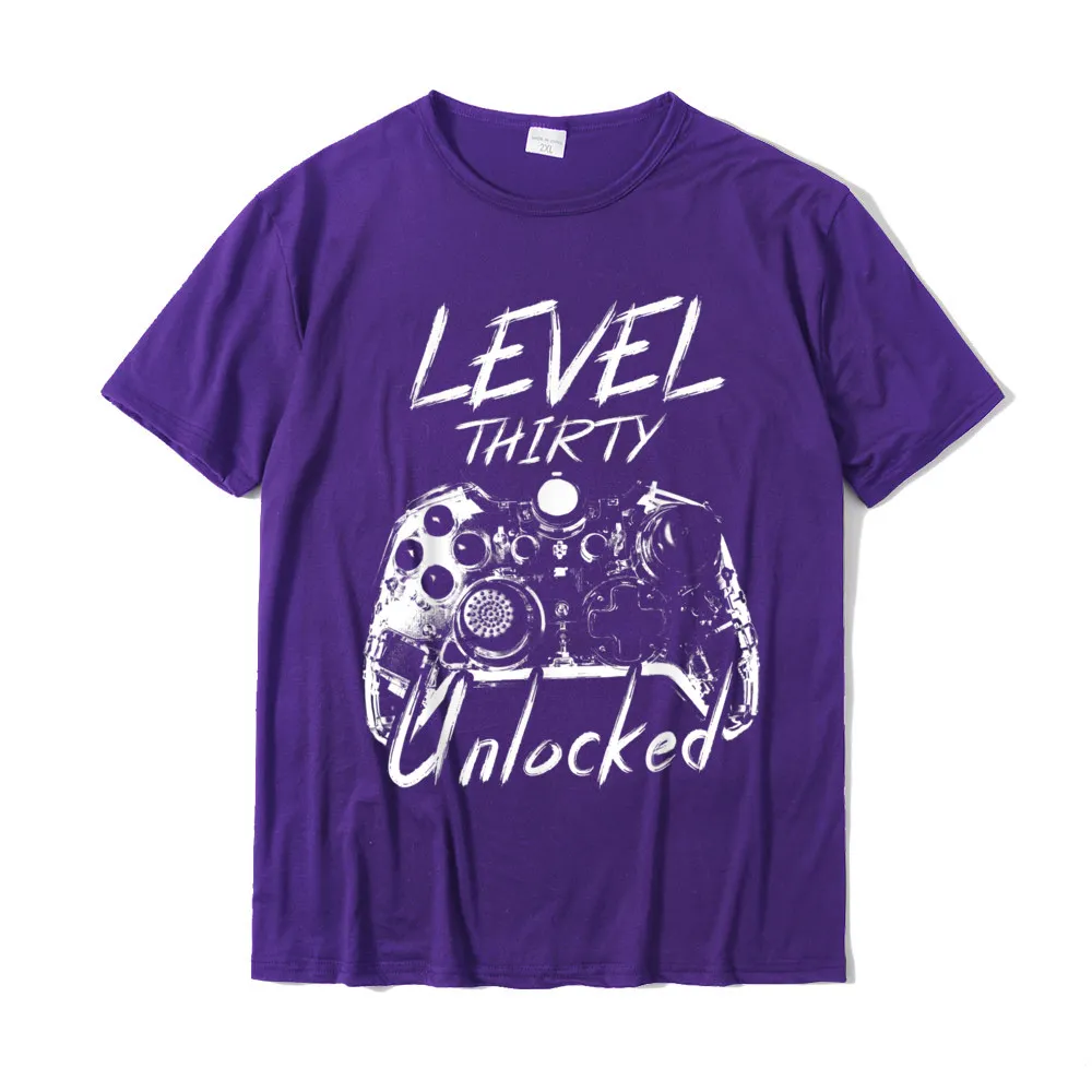 Europe Birthday Short Sleeve Tops & Tees Summer Crew Neck 100% Cotton Youth T Shirts Birthday T-shirts Graphic Level 30 Unlocked 30 Years Old Vintage Gamer 30th Birthday T-Shirt__20164 purple