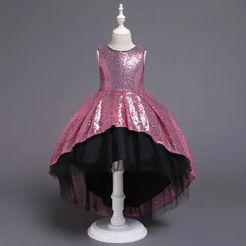 

2-14 years Trailing Sequins Bow Princess Costume Girl Party Dress For Kids Clothes Girls Clothing Formal Dress New High Quality