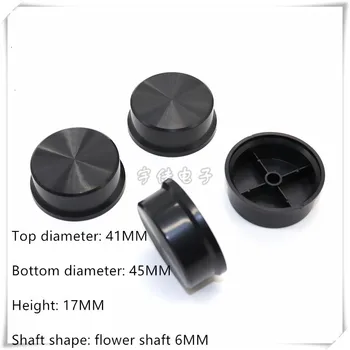 

2 Piece 45×17MM black knob cap potentiometer encoder switch knob is suitable for flower shaft 6MM