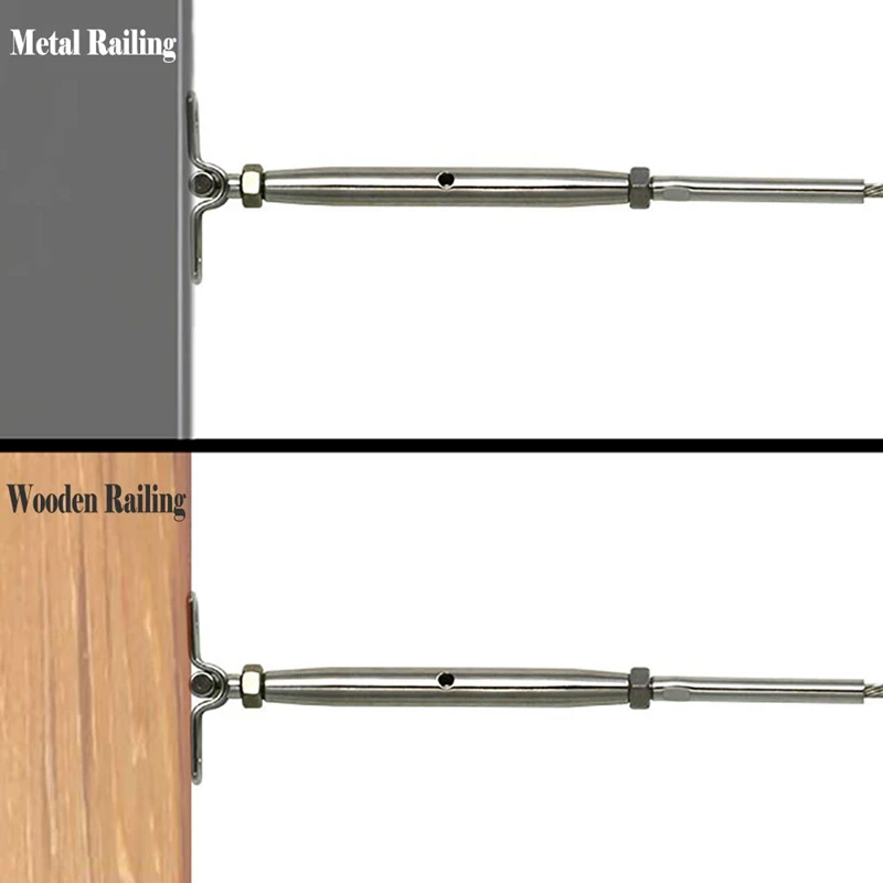12Pcs T316 Steel Adjustable Angle Cable Railing Hardware Kit For 1/8Inch Wire Rope Wood Post