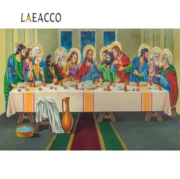 

Laeacco Oil Painting The Last Supper Jesus And Sheep Mural Party Photo Background Photography Backdrop Photocall Photo Studio