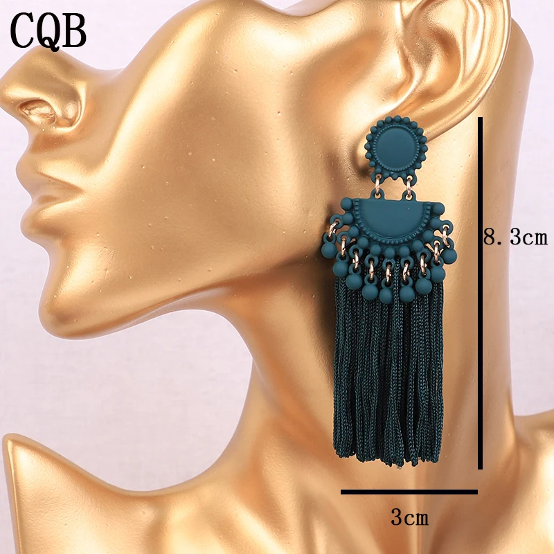 Hd7f4316dd9b646f8803d812c62f3ec6ev - New fringed ladies earrings bohemian style long paragraph geometric fashion pendant gift statement black earrings female rope cc