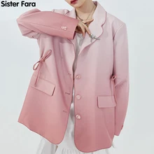 Sister Fara Chic Paint Splash Bow Blazer Jacket Women Spring 2021 Single Button Jacket Coat Autumn Office Lady Casual Blazers Sister Fara Chic Paint Splash Bow Blazer Jacket Women Spring 2021 Single Button Jacket Coat Autumn Office Lady Casual Blazers