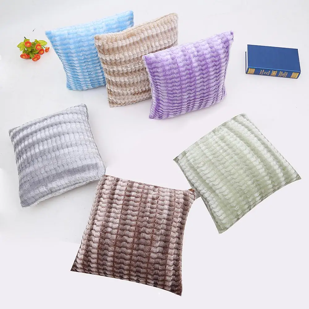 

Nordic Solid Cushion Cover Soft Plush Striped Pillowcase Sky Blue Grey Cushions Home Decor Sofa Throw Pillow Cover Capa Almofada