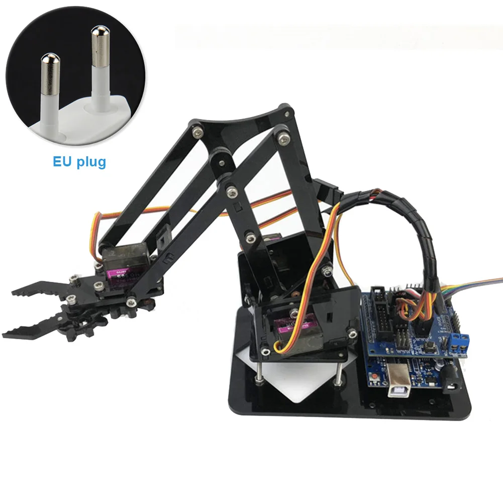 

4DOF MG90S Claw Mechanical Robotic Arm Set Manipulator Kids Learning Kit Remote Control Acrylic Toys DIY Grab For Arduino
