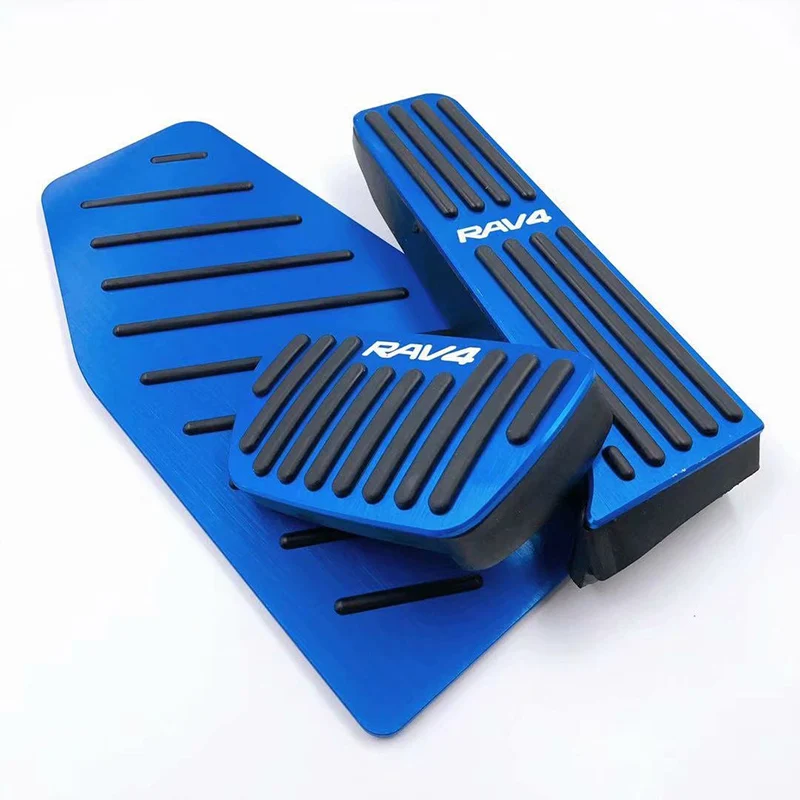 3pcs Blue Автомобильный акселератор из алюминиевого сплава, педаль газа, педаль тормоза, накладка, нескользящая Накладка для Toyota RAV4, автомобильные аксессуары - Название цвета: 3pcs Blue