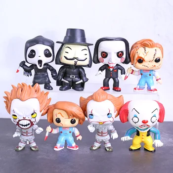

It Pennywise Saw Billy Scream Death Child's Play Chucky V for Vendetta PVC Figure Model Toys Dolls Child Toys Gifts 8pcs/set