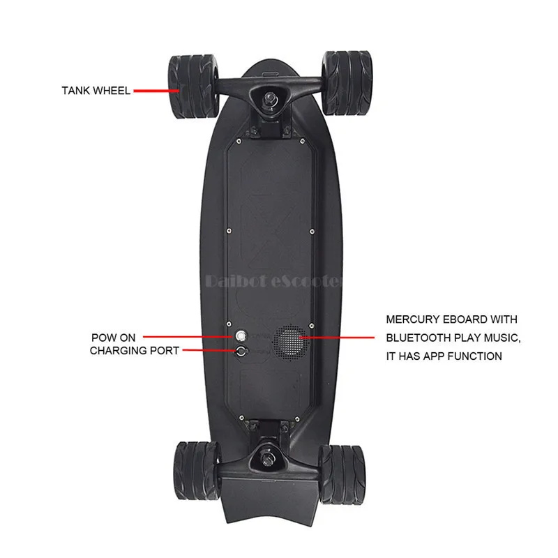 Mini Four Wheel Electric Scooter 350W 4 Wheels Electric Skateboard With Bluetooth Speaker Small Fish Plate Skate Board (6)