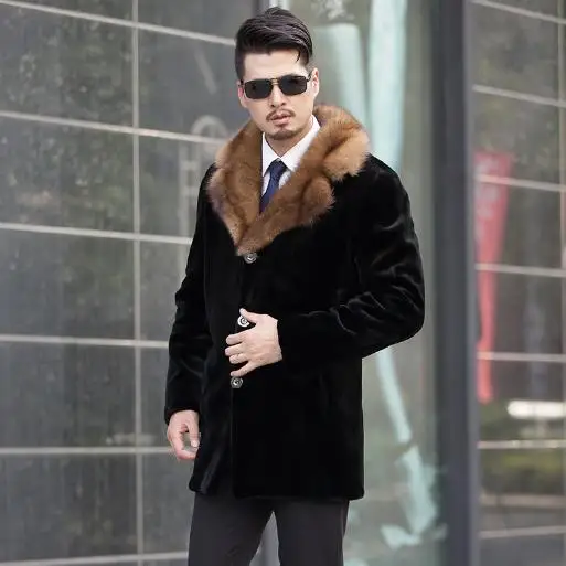 Меховые мужские пальто из искусственного меха больших размеров 4XL 5XL 6XL зимняя деловая мужская верхняя одежда из искусственного меха норки утолщенная Длинная Куртка Топы M764