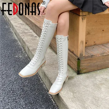 

FEDONAS Zipper Buckle Straps Riding Equestrian Boots 2020 Fall Winter Wedding Shoes Woman Heels Newest High Heels Boots Boots