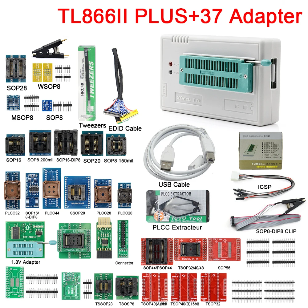 Newest V11.30 Original Minipro TL866II Plus USB Programmer support 16000+IC SPI Flash NAND EEPROM MCU PIC AVR Best Price