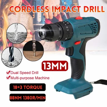 

Electric Cordless Impact Drill Rechargable Electric Screwdriver Hand Drill Without Li-Ion Power Tools for 18V Makita Battery