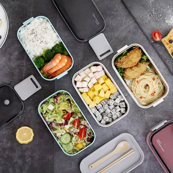 

Portable Lunch Bento Box And Compartment 304 Stainless Steel Bento Box For Children And Office Workers Microwave Food Containers