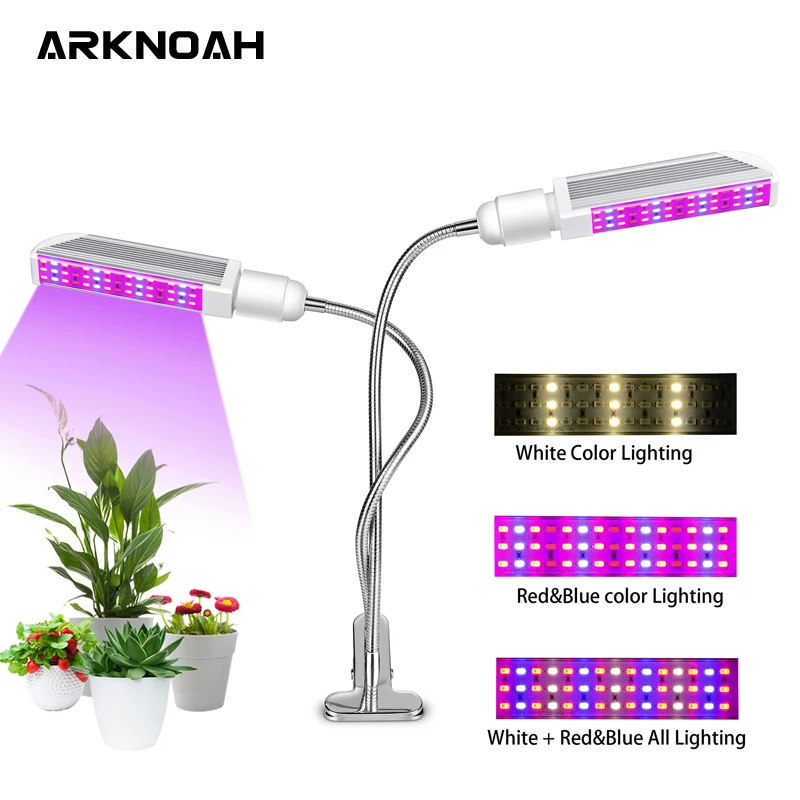 ARKNOAH полный спектр светодиодный светильник для выращивания AC100~ 240 В 90 Вт фито-лампа с зажимом Настольный светильник для роста растений для комнатных цветов