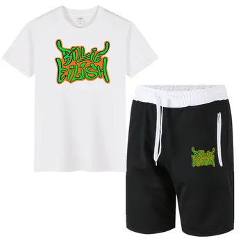 

New Summer T Shirt Mens Short Sleeve + Shorts Suit Male Billie Eilish Breathable Top Short Set Fitness Sportsuits Set Men