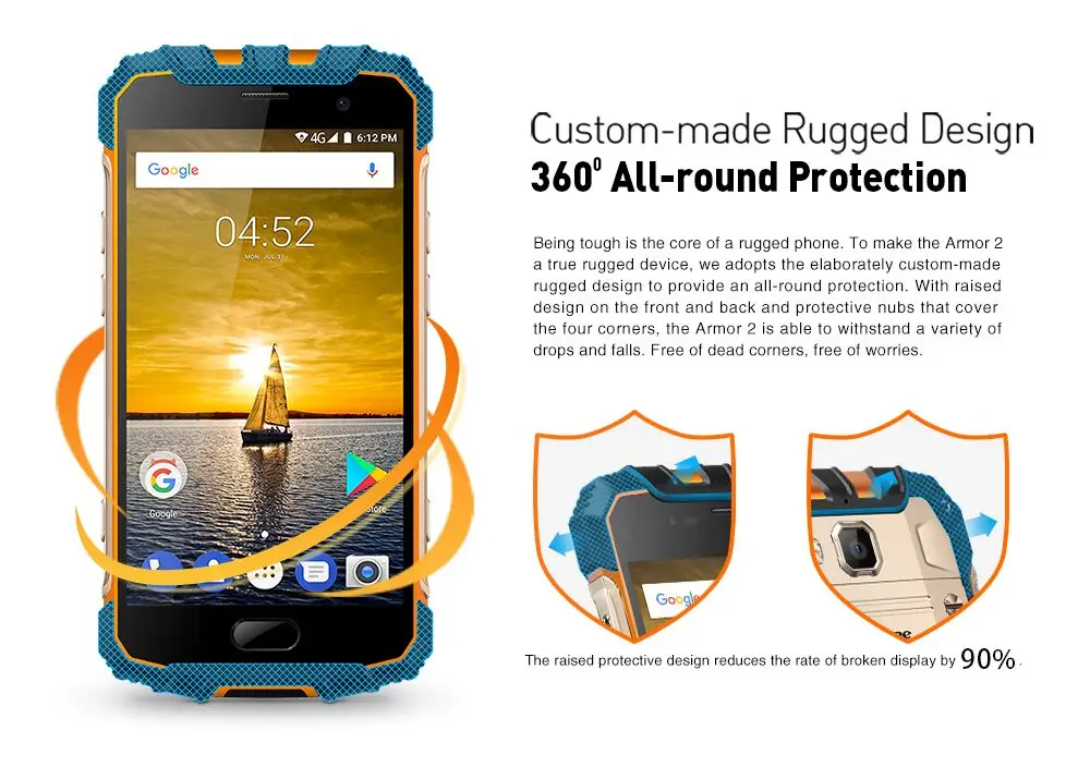 Ulefone Armor 2 IP68 водонепроницаемый смартфон 6 ГБ+ 64 Гб 5," Helio P25 Восьмиядерный NFC 4700 мАч 4G 16,0 Мп мобильный телефон