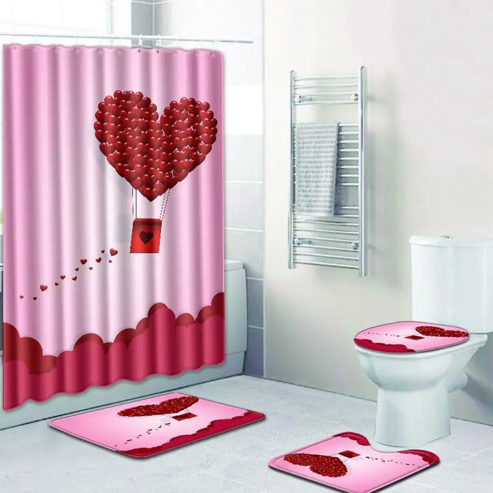 Love theme 27 HobbyLane 4 шт./компл. тема любви на нескользящей подошве для туалетной бумаги крышка коврик для ванной душевая Шторы комплект на День святого Валентина - Цвет: Love theme 27