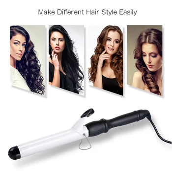 

Hair Curler Ceramic Curling Iron Wand Temperature Adjusted Hair Styling Tool Wet & Dry Use with LED Display