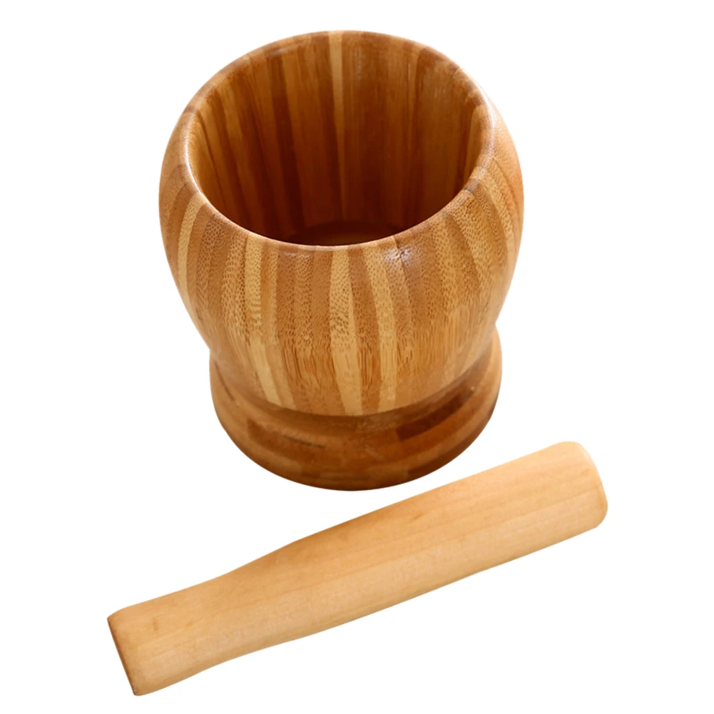 Smooth Herbs Grinder Crusher Garlic Press Bamboo Easy Clean Pepper Mortar And Pestle Set Ginger Spices Kitchen Tool Manual | Дом и сад