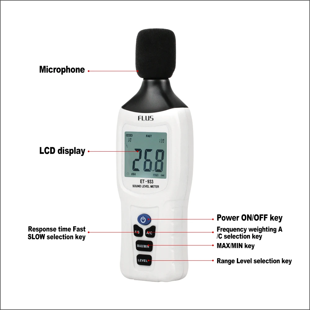 Флус измерители уровня звука цифровой профессиональный измеритель уровня звука Sonometros шумомер 30-130дб измеритель децибел