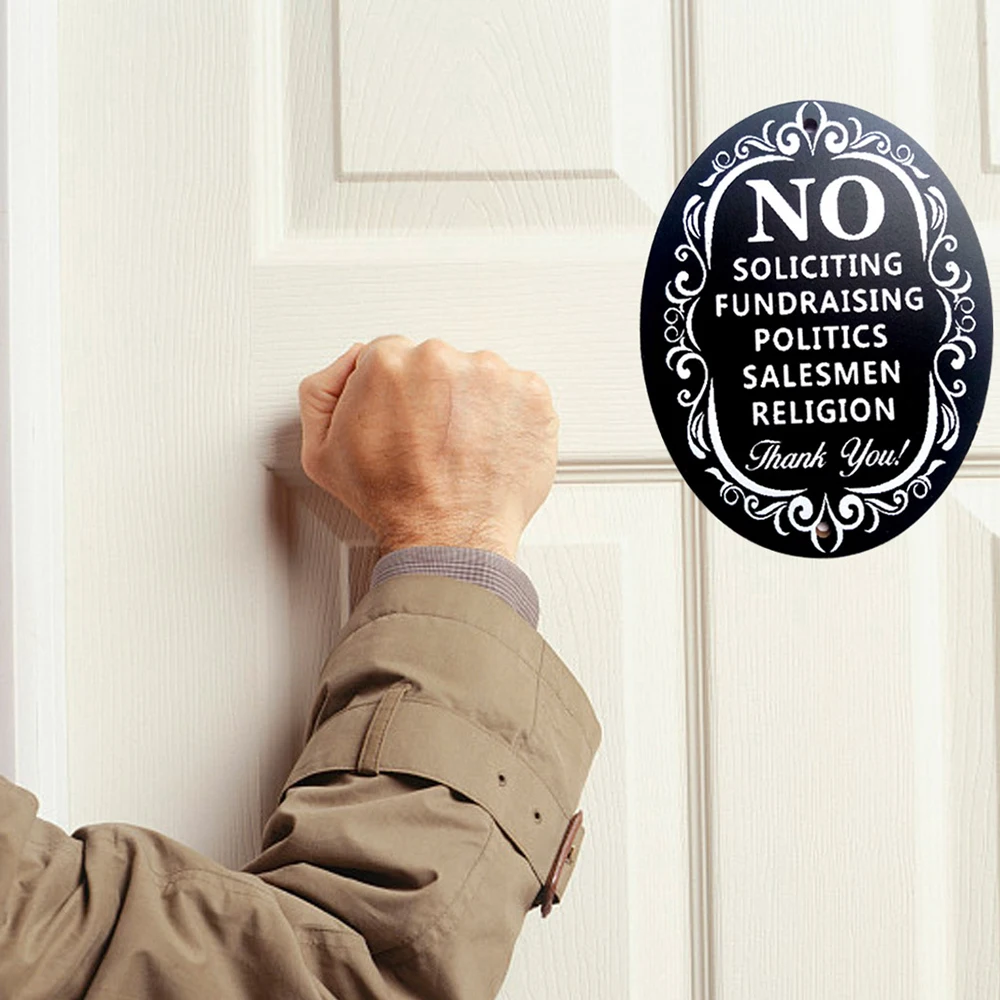 

2019 No Soliciting Thank You Sign for Home and Business Decoration Wooden Wall Signs Use with Door Knockers and Bell