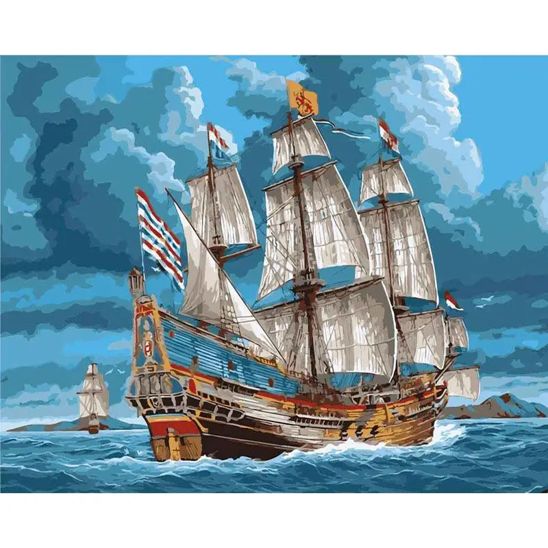 

SELILALI Picture By Numbers HandPainted Frame War Ship On Ocean Scenery Oil Painting By Number Kits For Adults Unique Diy Gift