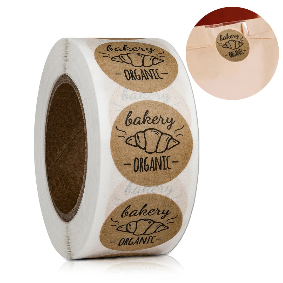 500Pcs//Roll Homemade with Love Stickers Labels for Baked Goods Dessert Wrap Seal