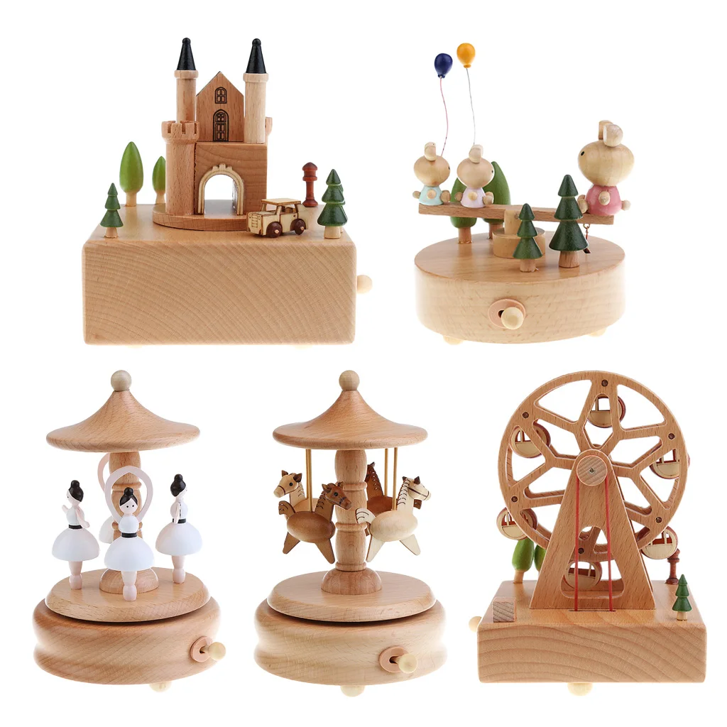 Wood Musical Box Customized Gift for Friends Lover Children - Plays ''Castle In The Sky'' Song