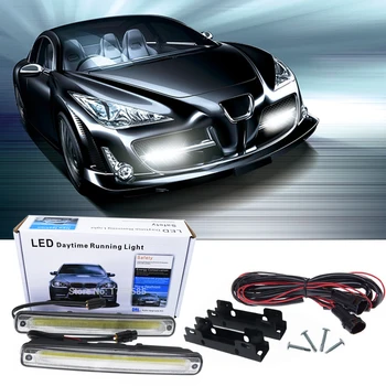 

Car styling 2x 18.3cm white COB LED DRL Lamp Vehicle Car Daytime Running Light With Installation Bracket Warning Lamp