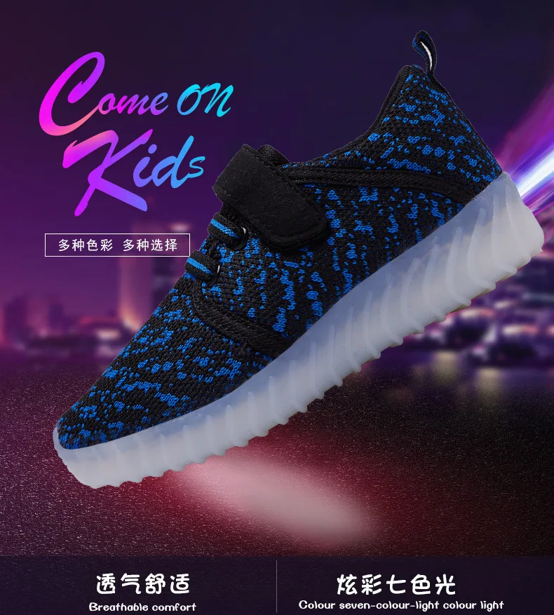 Uncle Jerry Child Summer Shoes light up shoes for Boys and Girls LED Sneakers USB Rechargeable Breathable Children Casual Shoes children's shoes for sale