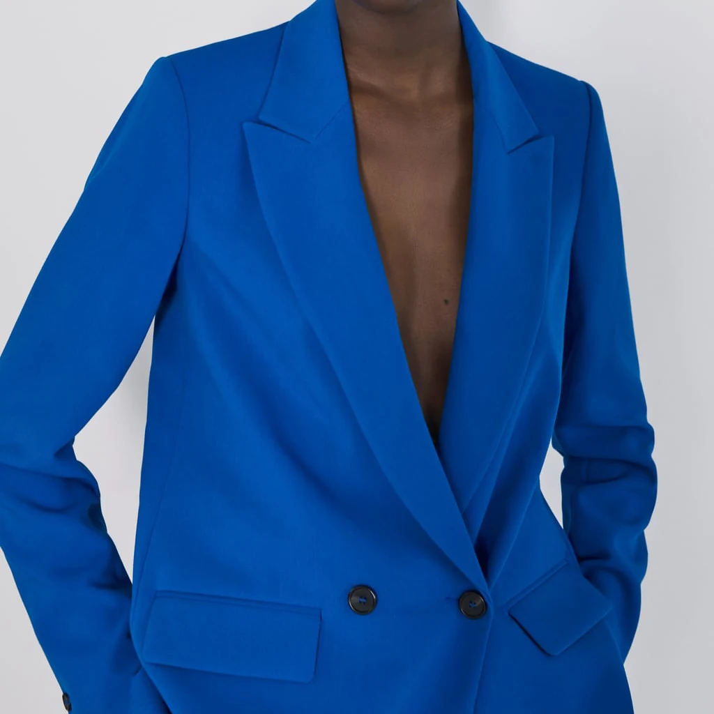 Модный винтажный однотонный тонкий синий костюм, Осенний Женский блейзер, офисная одежда, женские костюмы, осенняя одежда, опт