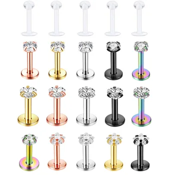 

1PC Steel Crystal Labret Monore Rings Lip Piercings Heart Star Orelha Cartilage Ear Helix Stud Tragus Barbell Piercings Jewelry