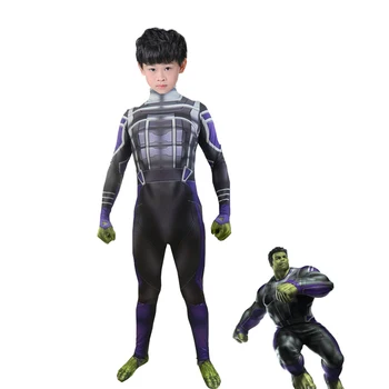 

Kids Avengers 4 Endgame Hulk Cosplay Costume Superhero Robert Bruce Banner Zentai Bodysuit