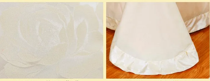 Luxury Satin Bedding sets White Jacquard duvet cover set Lace bed sheet sheets linen quilt bed in a bag King Queen size 4PCS
