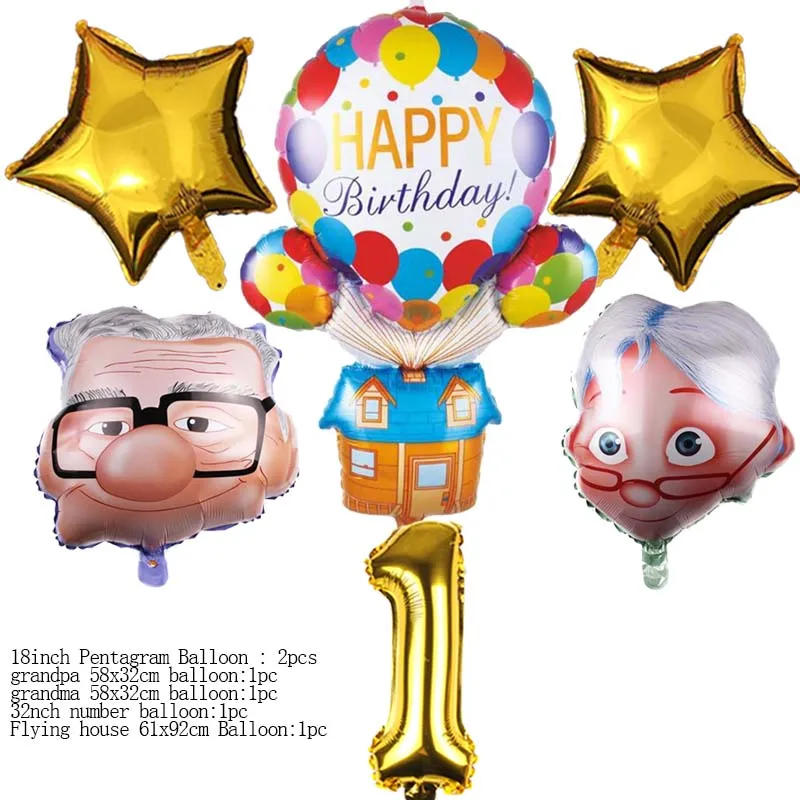 

Cartoon Russel Dug Up Balloon Flying House Foil Balloon Party Supplies Kid Faovr Cane Birthday Party Decor Baby Shower Gift