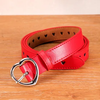 

Luxury Designer Belts For Jeans New Women Leather Girdle Love-shape Buckle Pure Color Waistband Belt Fashion Students Simple New