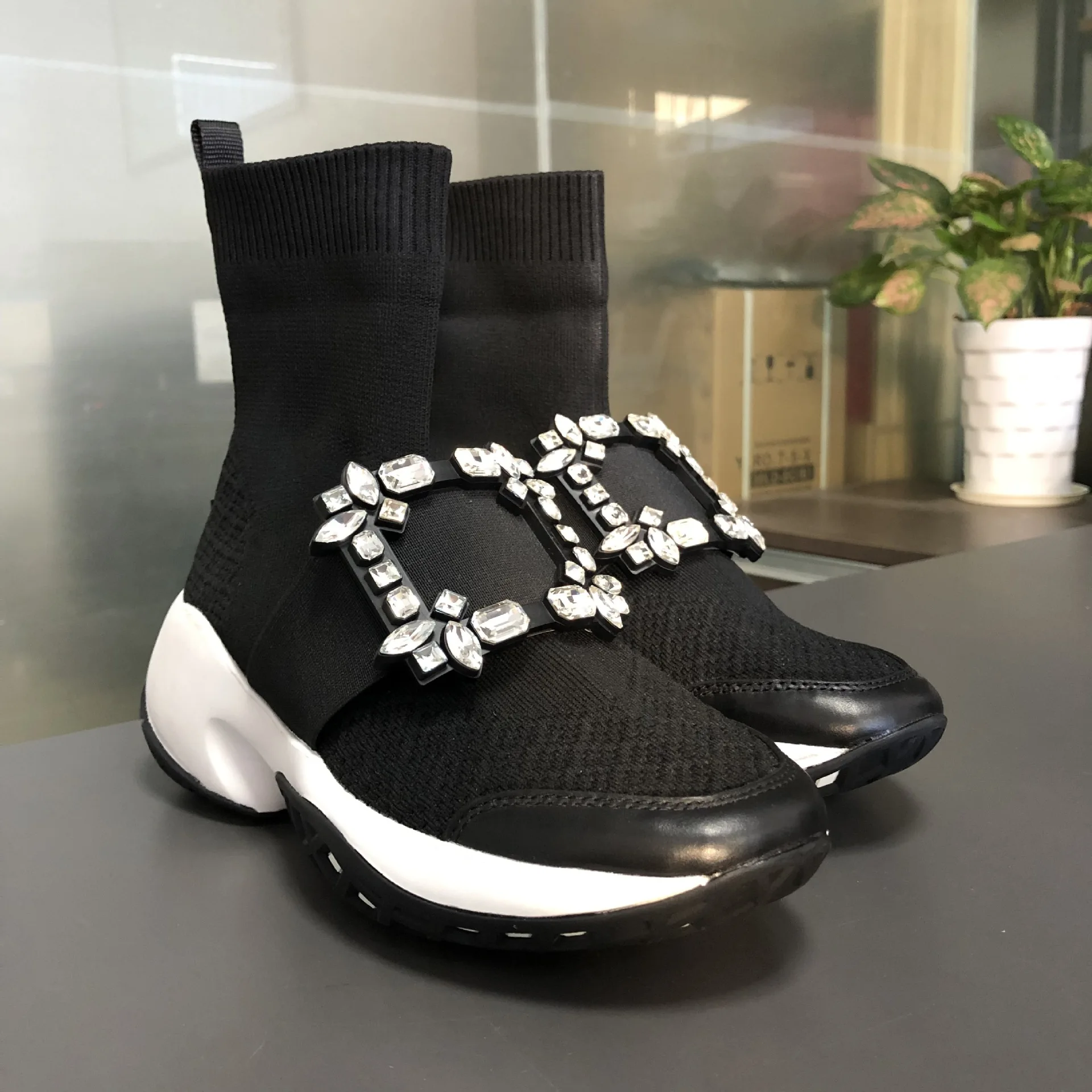 Женские брендовые кроссовки Flyknit с высоким берцем на платформе; повседневная спортивная обувь для бега и прогулок; обувь для тенниса