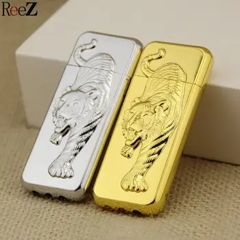 

Tiger carving Ultra-thin gas lighter Inflatable Fashion cigarette Metal lighters Windproof smoking Grinding Wheel Lighter